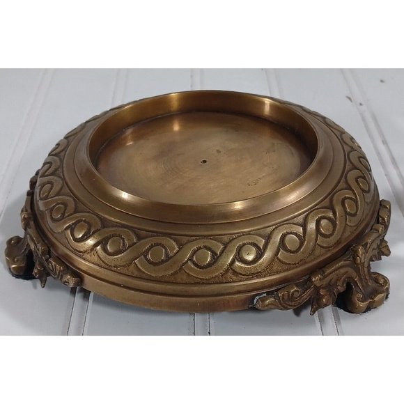 CASTILIAN LEAD CUT CRYSTAL BRONZE PEDESTAL CANDLE LAMP CENTERPIECE BOWL VASE - Picture 11 of 11